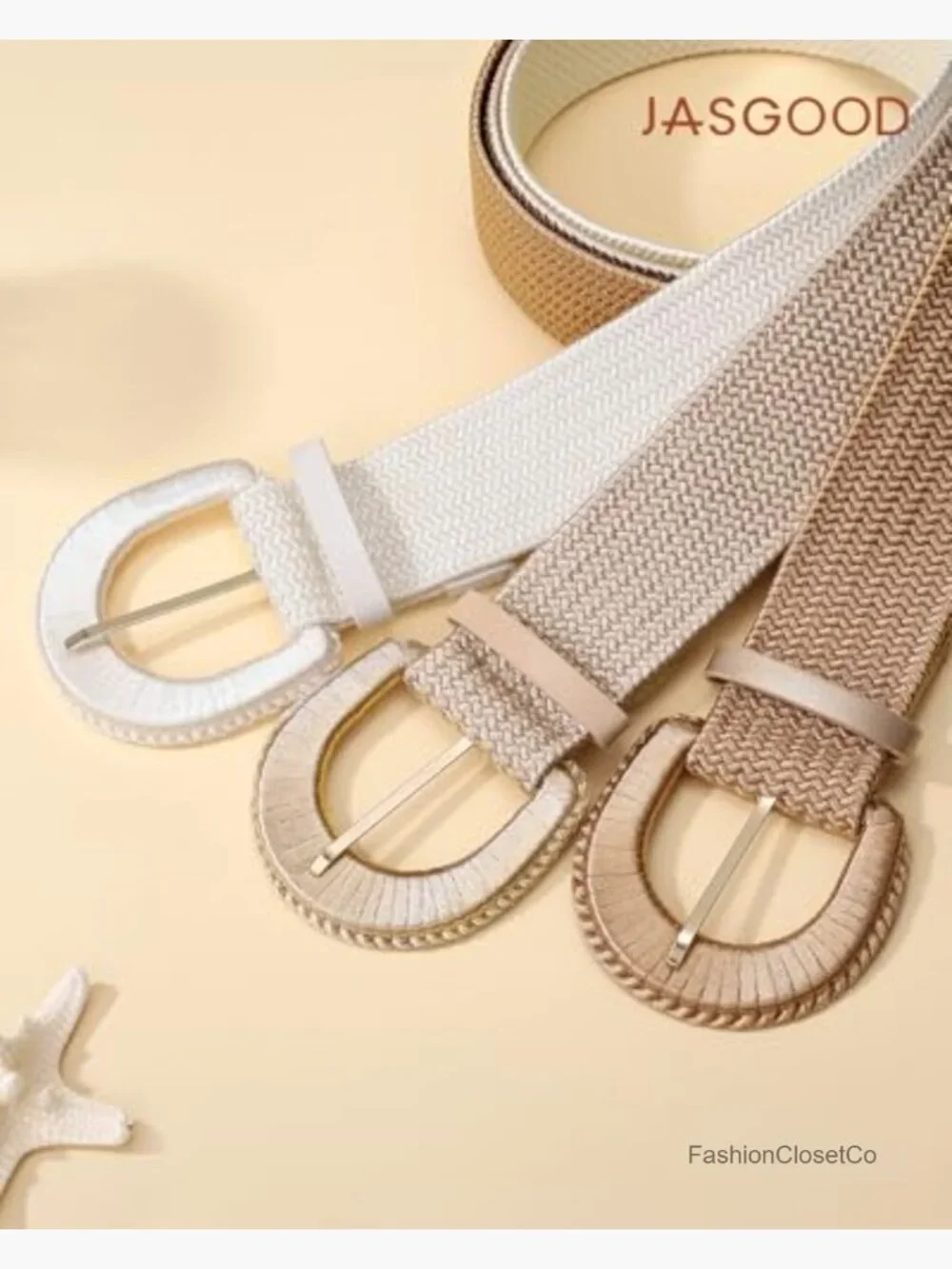 Wide Elastic Boho Belt Rope Woven Stretch Braided Waist Belt Chunky Buckle